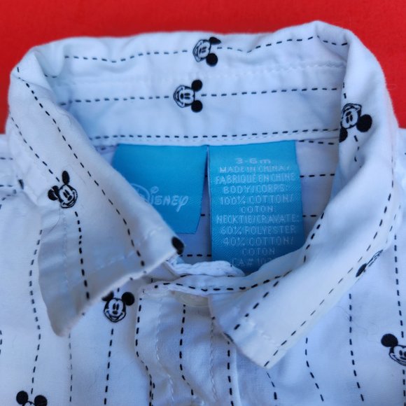 Disney Mickey Mouse Button Down Dress Shirt Boys Size 3 to 6 Months - Picture 4 of 5